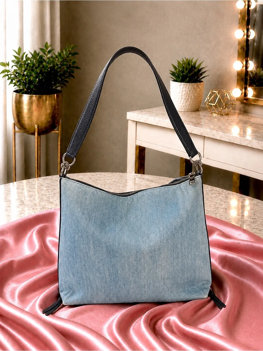 Coach Hobo Denim and Leather Crossbody Bag 91528 - Picture 4 of 12